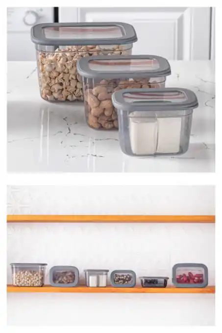 Set 3 cutii de depozitare alimente FOLYBNM-0278, Antracit Popular