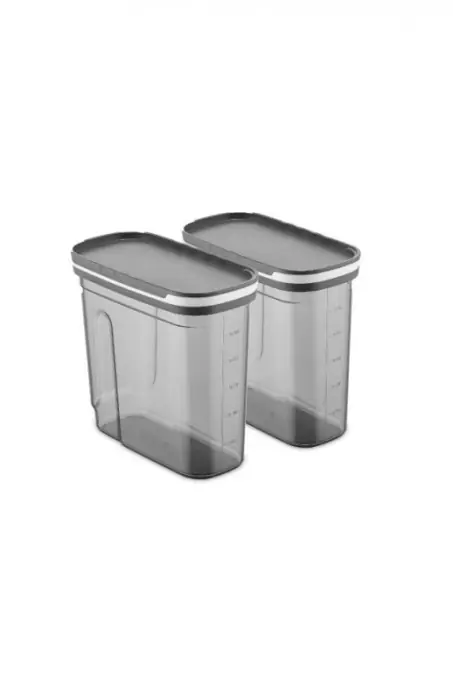 Set 2 cutii de depozitare alimente FOLYBNM-0674, Antracit Ofertă limitată