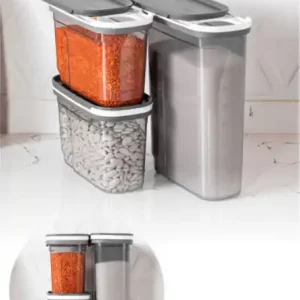 Set 3 cutii de depozitare alimente BNM3, Antracit Retur ușor
