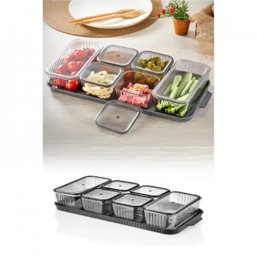 Set cutii de depozitare alimente (13 bucăți) Khvltseffaf - Anthracite, Antracit Promoție