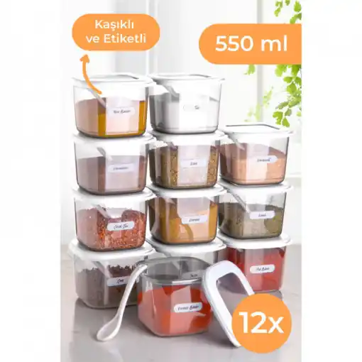 Preț mic Set 12 cutii de depozitare alimente Foly, Alb