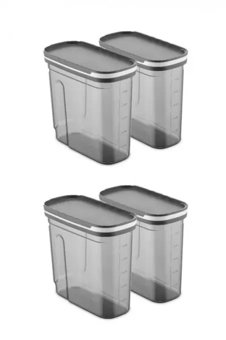 Set 4 cutii de depozitare alimente FOLYBNM-0650, Antracit Mai ieftin