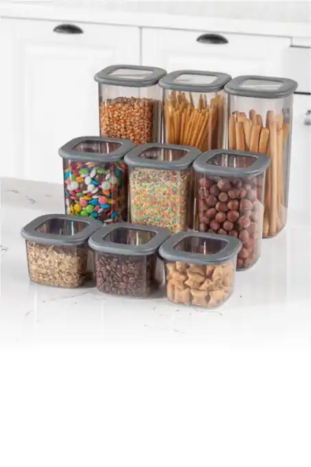Noutate Set 9 cutii de depozitare alimente BNM9LU, Antracit