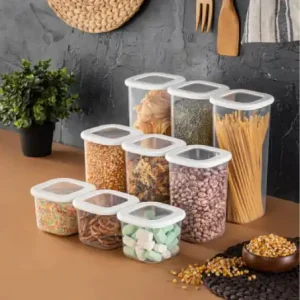 Ofertă de sezon Set 9 cutii de depozitare alimente FOLYBNM - 9, Alb