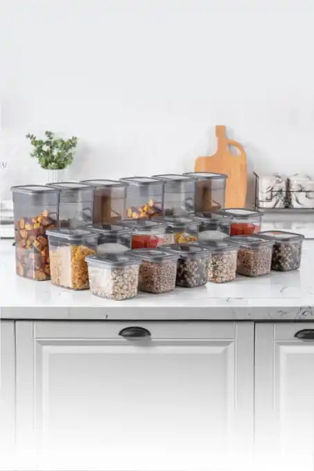Set 18 cutii de depozitare alimente BNMPGGY18, Antracit Cumpără online