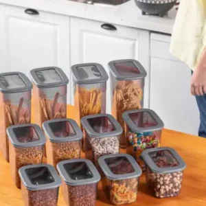 Ofertă exclusivă Set 12 cutii de depozitare alimente BNMPOLI - 12, Antracit