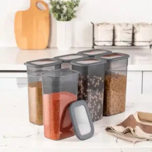 Super ofertă Set 6 cutii de depozitare alimente BNM-1015 , Antracit