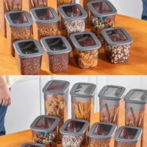Set 24 cutii de depozitare alimente BNMPOLI - 24, Antracit Premium