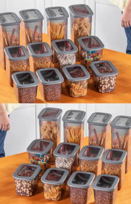 Set 24 cutii de depozitare alimente BNMPOLI - 24, Antracit Premium