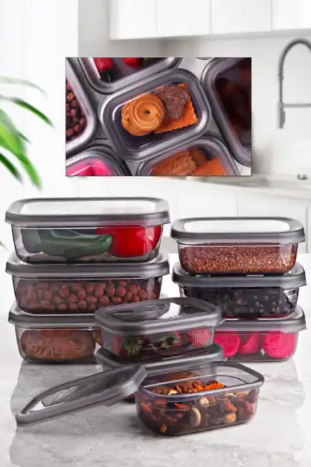 Reduceri Set 9 cutii de depozitare alimente Lot-9, Multicolor
