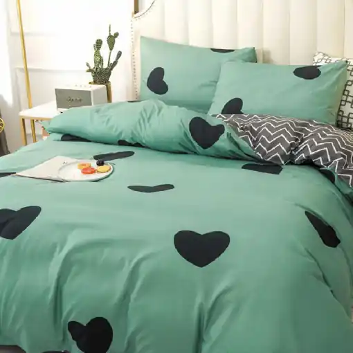 Lenjerie Green Heart, 4 piese (Bumbac Satinat) Ofertă de sezon
