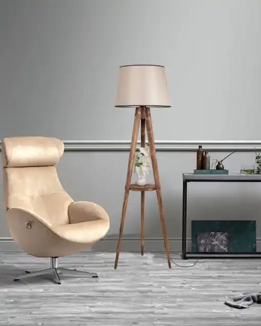Lampadar Sehbalı Tripod Yanık Lambader Pramit Açık Hasır Abajurlu Maro Ofertă