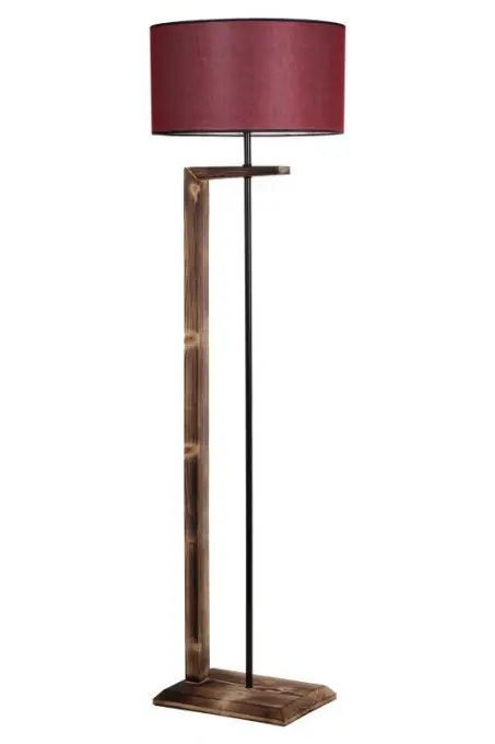 Super ofertă Lampadar Menekşe Yanık Ahşap Lambader Silindir Hasır Bordo Abajurlu Maro/Rosu Bordo