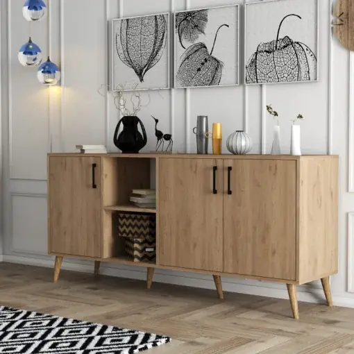 Preț mic Comoda Model Exxen, Stejar, 180x45x80 cm