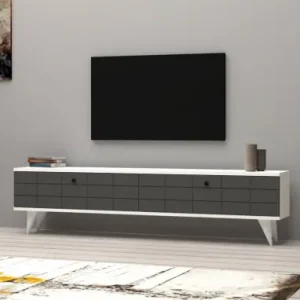Cumpără acum Comoda TV Salvador, Model Alberi, 160x35x25 cm, Antracit/Alb