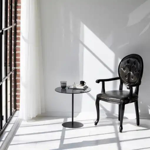 Masuta de Cafea Model Cleo, 50X50X50 cm, Negru/Gri inchis, Blat Sticla securizata Mai ieftin
