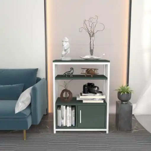 Bestseller Raft pentru cărți Model Everett, Verde/Alb