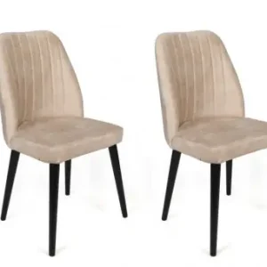 Cumpără online Set 2 scaune Model Alfa, Crem/Negru, 50x49x90 cm