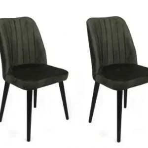 Ofertă specială Set 2 scaune Model Alfa-432, Kaki/Negru, 50x49x90 cm