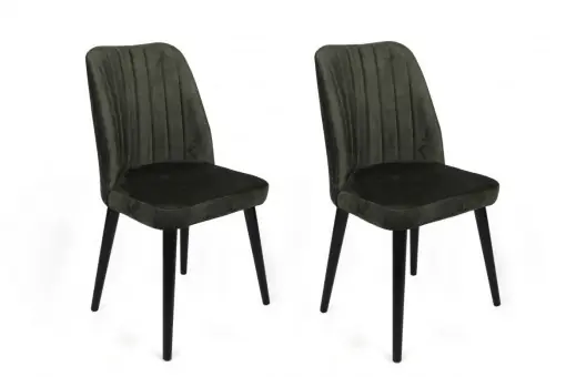 Ofertă specială Set 2 scaune Model Alfa-432, Kaki/Negru, 50x49x90 cm