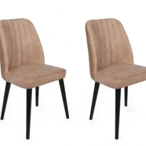 Preț redus Set 2 scaune Model Alfa-433, Bej/Negru, 50x49x90 cm