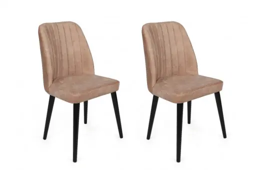 Preț redus Set 2 scaune Model Alfa-433, Bej/Negru, 50x49x90 cm