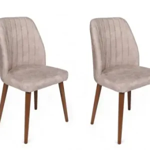 Set 2 scaune Model Alfa-465, Bej/Nuc, 50x49x90 cm Reducere