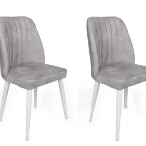 Popular Set 2 scaune Model Alfa-498, Gri/Alb, 50x49x90 cm