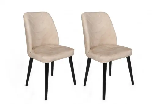 Premium Set 2 scaune Model Dallas-520, Bej/Negru, 50x49x90 cm