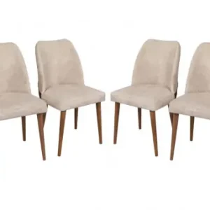 Reducere specială Set 4 scaune Model Nova, Crem/Nuc, 50x49x90 cm