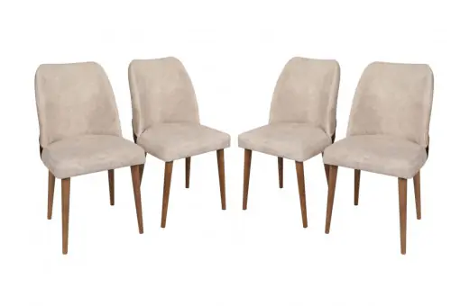 Reducere specială Set 4 scaune Model Nova, Crem/Nuc, 50x49x90 cm