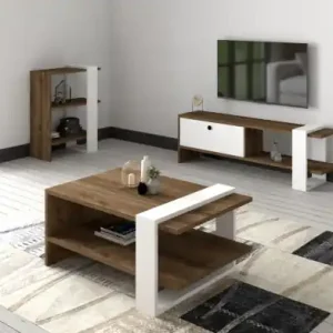 Chilipir Set de mobilier pentru living Gaye, Nuc- Alb