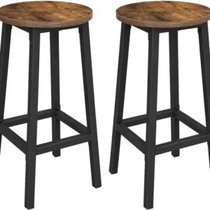 Plată securizată Set 2 scaune de bar Model Kimberly, Maro rustic/Negru, 30x30x65 cm