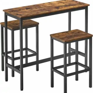 Set masa si 2 scaune Model Ariana, Maro Rustic/Negru, 100x40x90 cm Nu rata