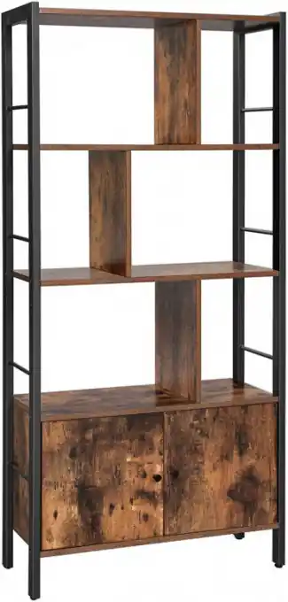 Biblioteca Vasagle, Model Armando, 74x30x154,5 cm, Maro Rustic/Negru Doar azi