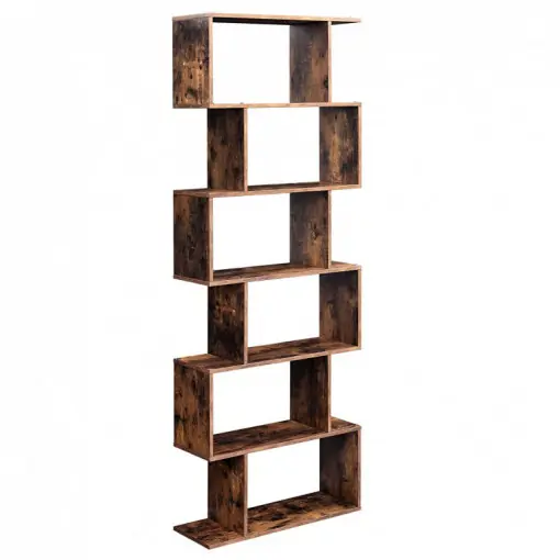 Preț promoțional Biblioteca Vasagle, Model Reese, 70x24x190,5 cm, Maro Rustic