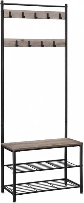 Cel mai bun preț Cuier cu bancuta si suport pantofi Model Spears, Bej/Negru, 70x32.5x175 cm