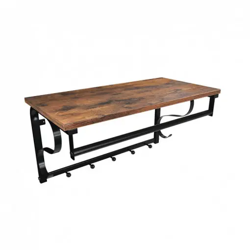 Cumpără acum Cuier cu raft Model Gross, Maro Rustic/Negru, 60x30x31.7 cm