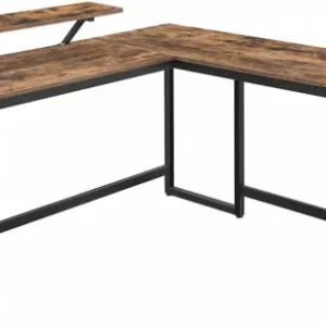 Mai ieftin Birou pe Colt Vasagle, model Lennox, 140x92.2x130 cm, Maro Rustic/Negru