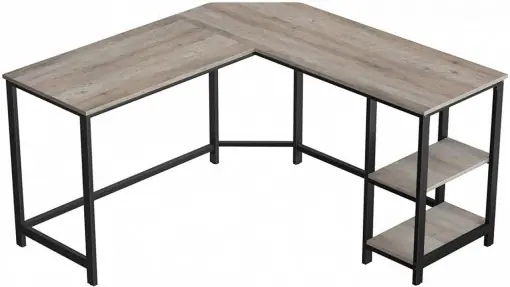 Birou pe Colt Vasagle, model Kiana, 138x76x138 cm, Greige/Negru Comandă acum