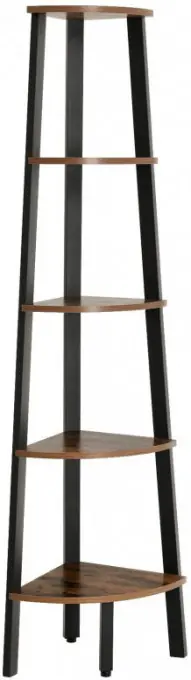 Ofertă Raft de Colț Model Nova, Maro rustic/Negru, 34.2x34.2x158.8 cm