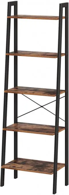 Raft de Colț Model Carl, Maro rustic/Negru, 56.2x32x172.1 cm Disponibil imediat