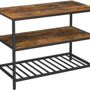 Masuta de Cafea Model Kason, 120x60x90 cm, Maro Rustic / Negru Reducere specială