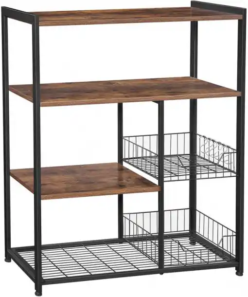 Raft de Bucatarie cu Cos Metalic Model Chance, Maro rustic/Negru mat, 80x35x95 cm Expediere rapidă