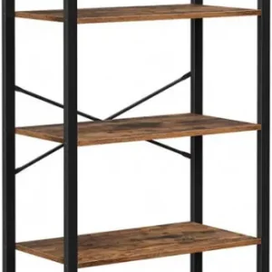 Raft cu 5 Polițe Model Avalynn, Maro rustic/Negru, 66x30x153 cm Discount