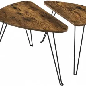 Reducere specială Set 2 Masute de Cafea Model Shelby, 60x38x47.5/52x31.5x42.5 cm, Maro Rustic / Negru