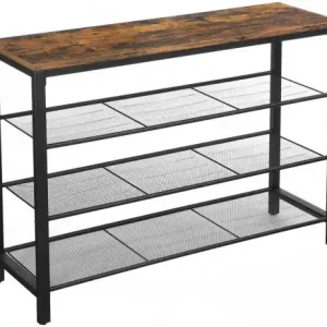 Calitate înaltă Raft pentru Pantofi Model Elliot, Maro rustic/Negru, 100x30x72 cm