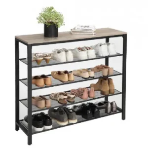 Raft pentru Pantofi Model Kaiser, Greige/Negru, 100x30x92.5 cm Ofertă specială