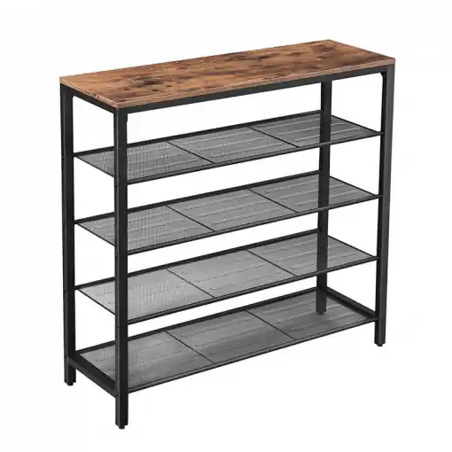 Premium Raft pentru Pantofi Model Jesse, Maro rustic, 100x30x92.5 cm