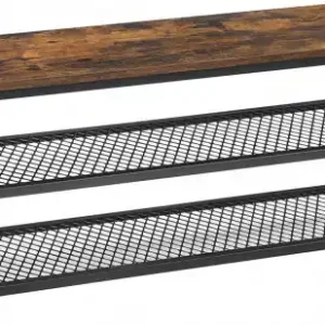 Ofertă de sezon Bancheta cu suport pantofi Model Selene, Maro rustic/Negru, 100x30x45 cm